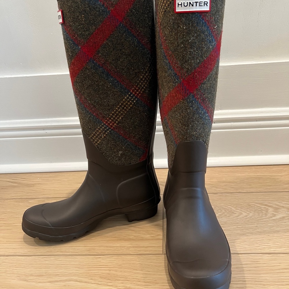 Hunter Tartan Wool-Blend Boots